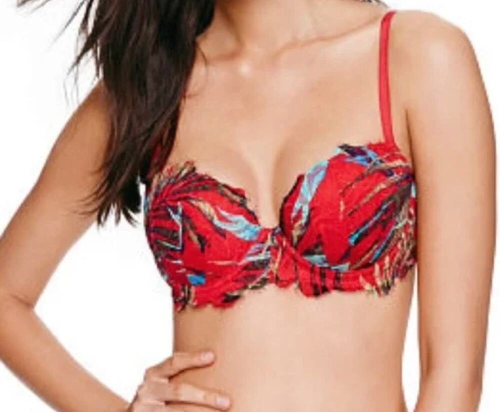 VICTORIA'S SECRET PINK Bra Date Push-Up Red Tropical Lace Size 36DD